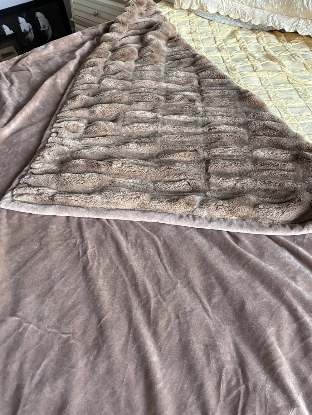 Pottery Barn 50”x60” Plush Throw. Mink Color. AMAZING Condition. Soft and Thick